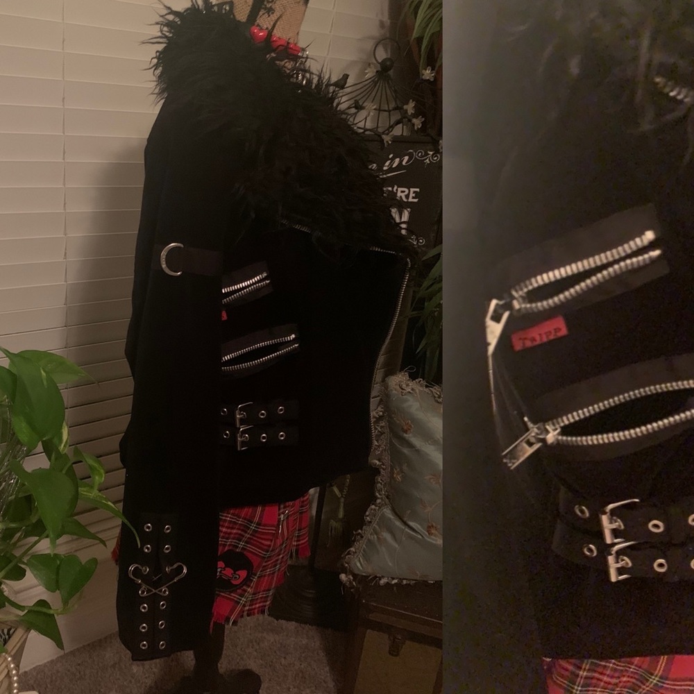 Tripp Nyc Velvet Fur Motto Jacket - Picture 10 of 16